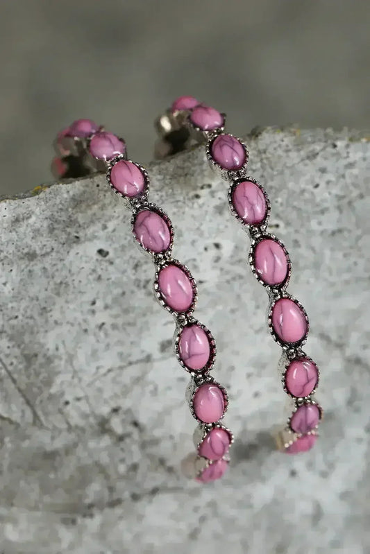 Turquoise C-Shape Hoop Earrings | Bold Statement Earrings - Femstylo