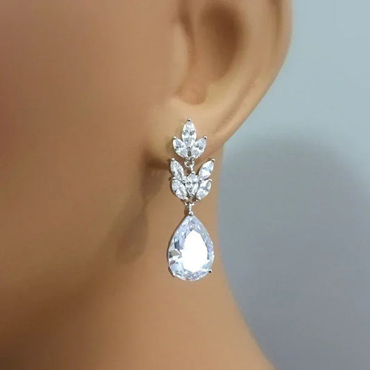 Huitan Fashion Bridal Drop Earrings for Wedding Engagement AAA Marquise Cubic Zirconia Design Elegant Women Earrings New Jewelry