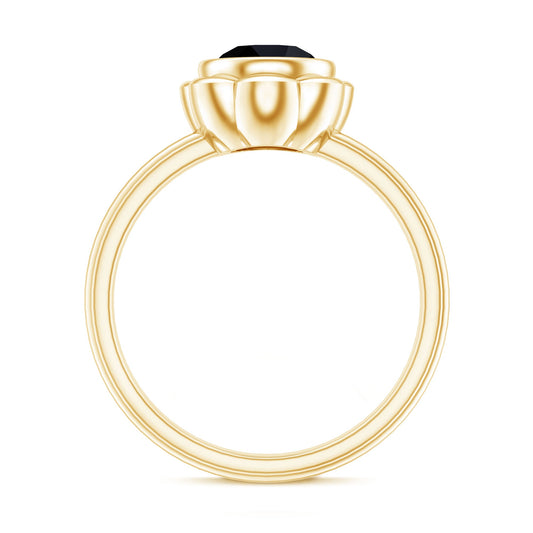 1.2 Carat Black Onyx Bezel Set Engagement Ring