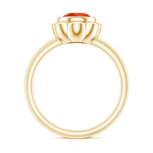 1.5 Carat Lab Grown Orange Sapphire Bezel Set Engagement Ring