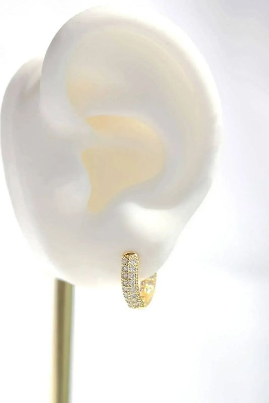 Pavé CZ Hoop Earrings - 24K Gold Plated | Femstylo