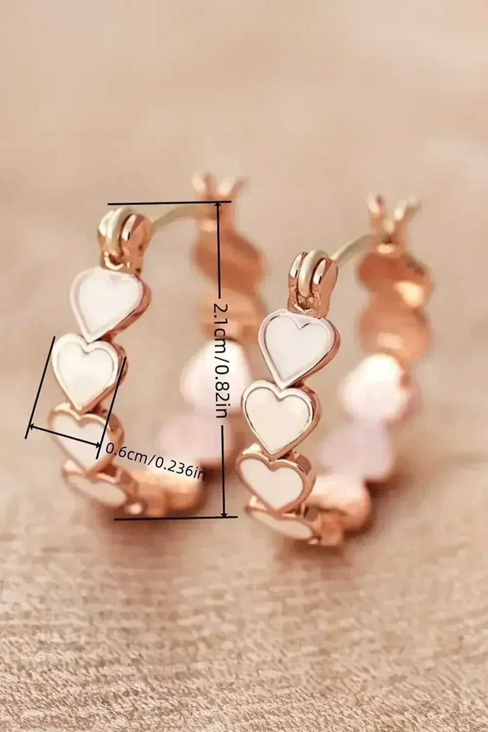 White Heart Hoop Earrings - Valentine’s Romantic Alloy Hoops - Femstylo