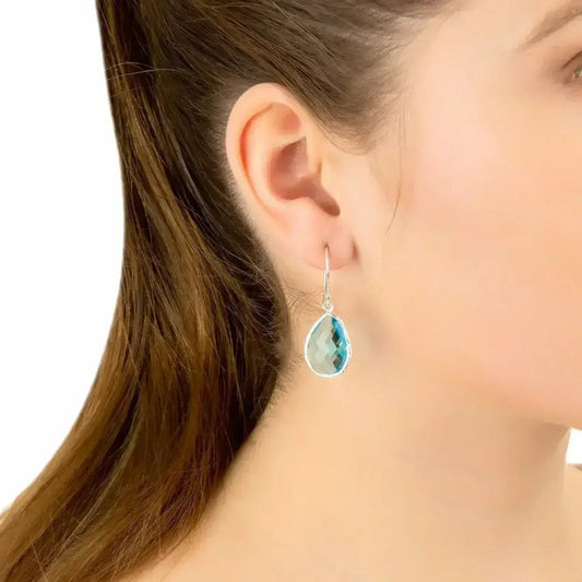 Petite Blue Topaz Drop Earrings | Hydro Gold Everyday Elegance - Femstylo