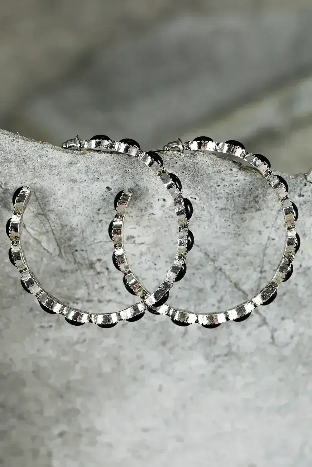 Turquoise C-Shape Hoop Earrings | Bold Statement Earrings - Femstylo