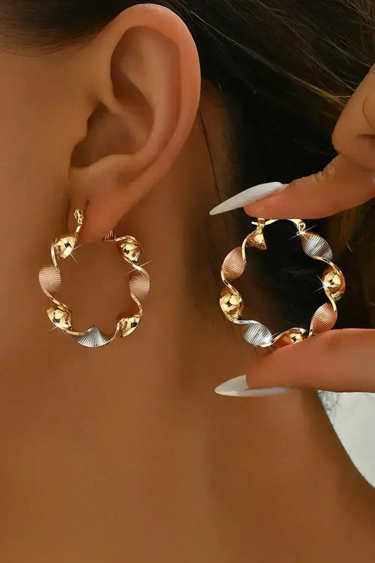 Gold Twisted Hoop Earrings | Modern Alloy Hoops -femstylo