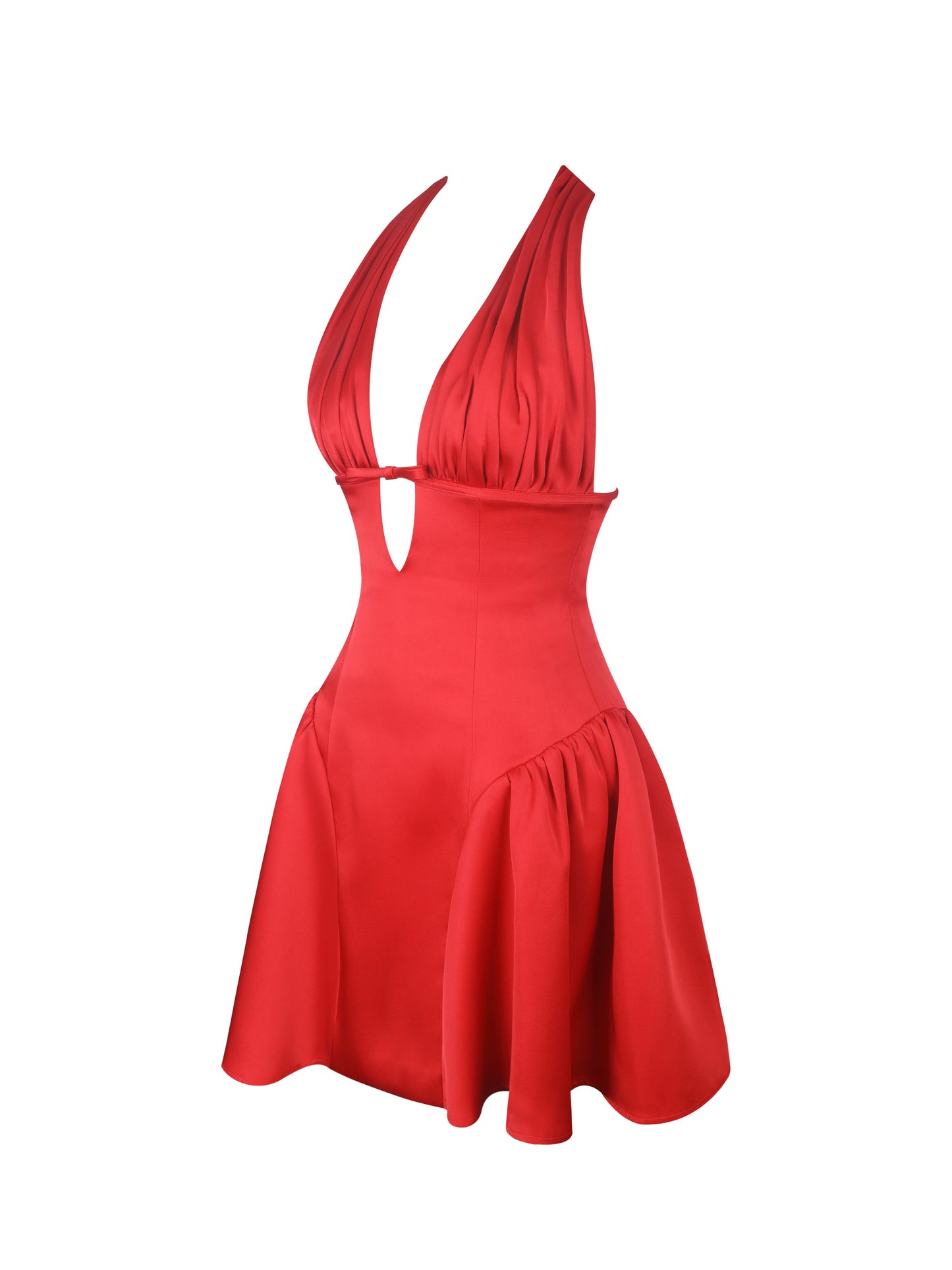 Peyton Ruby Plunging Halter Keyhole Mini Dress