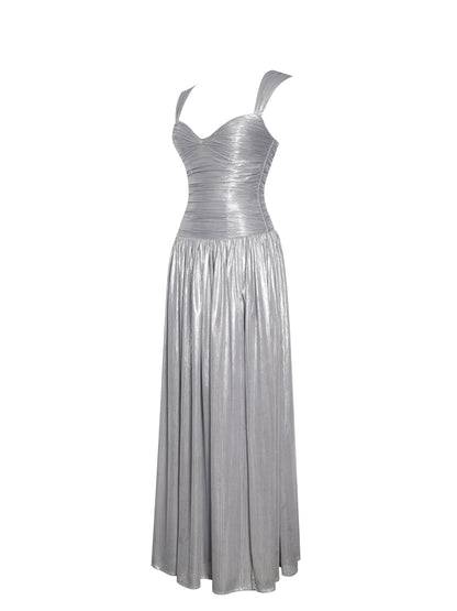 Palmer Silver Glitter Drop Waist Maxi Dress