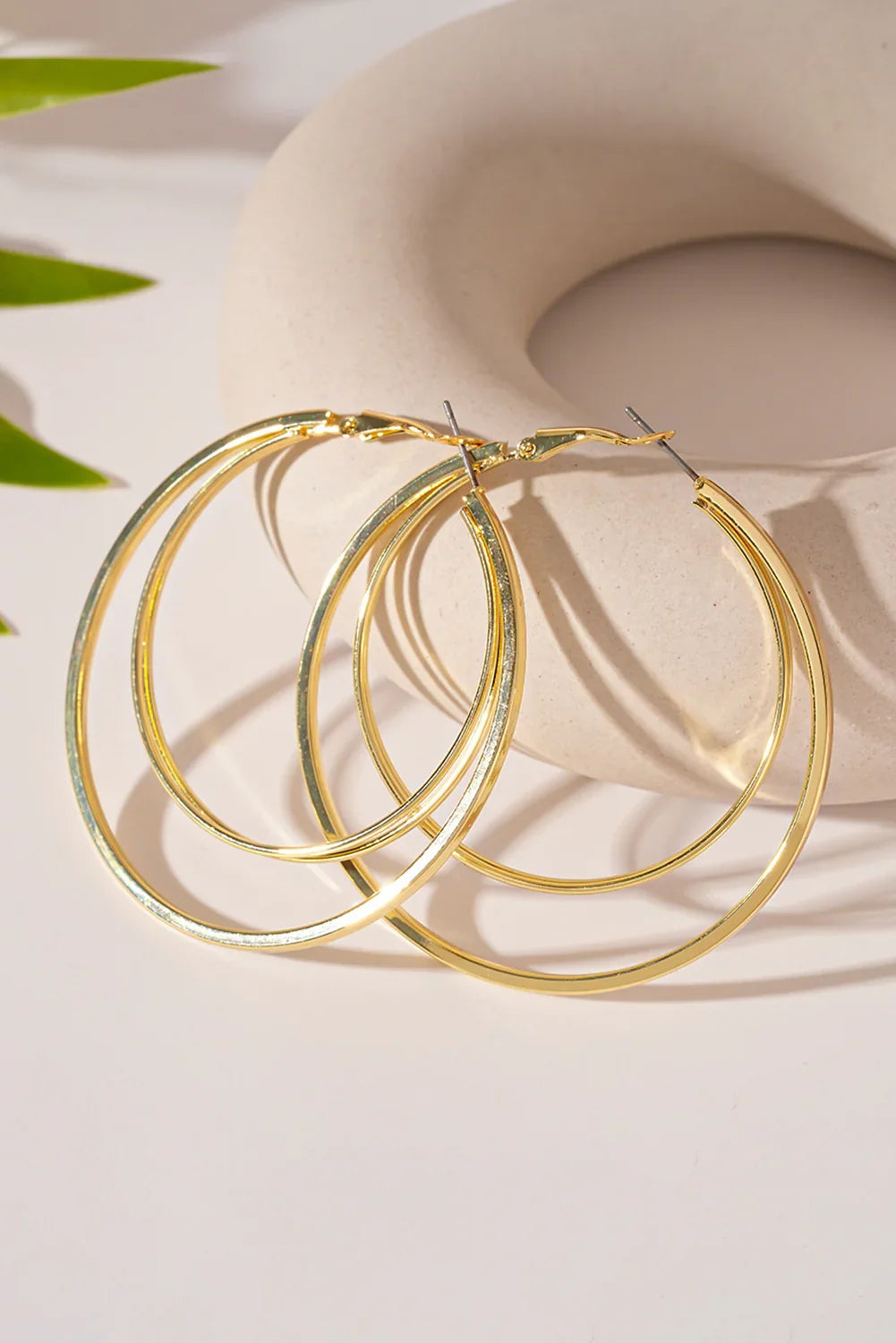 Gold Large Double Hoop Earrings