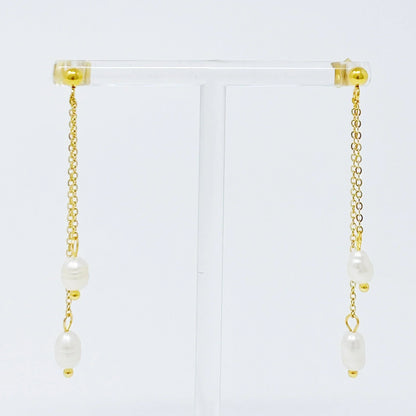 Freshwater Pearls On Dangle Earrings