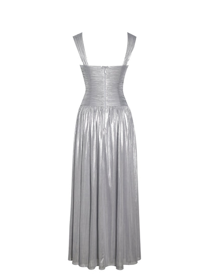 Palmer Silver Glitter Drop Waist Maxi Dress