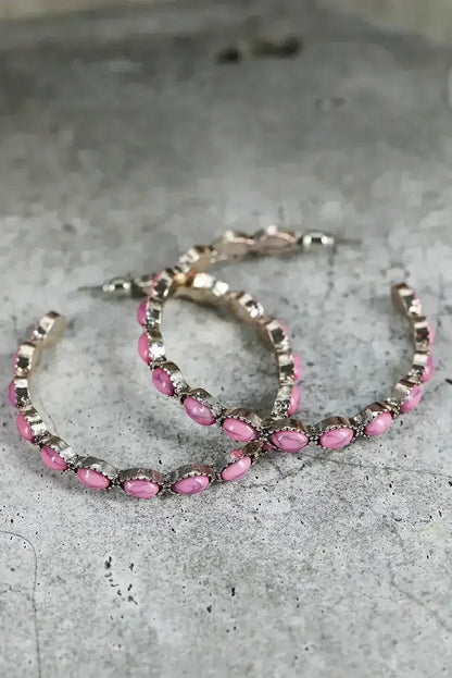 Turquoise C-Shape Hoop Earrings | Bold Statement Earrings - Femstylo