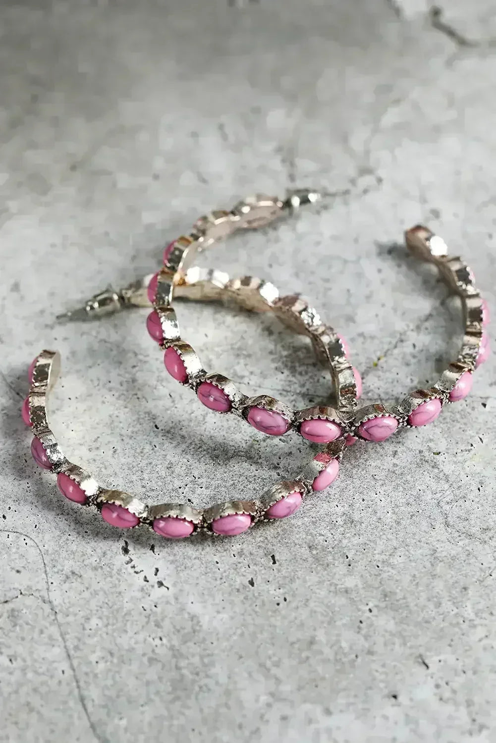 Turquoise C-Shape Hoop Earrings | Bold Statement Earrings - Femstylo