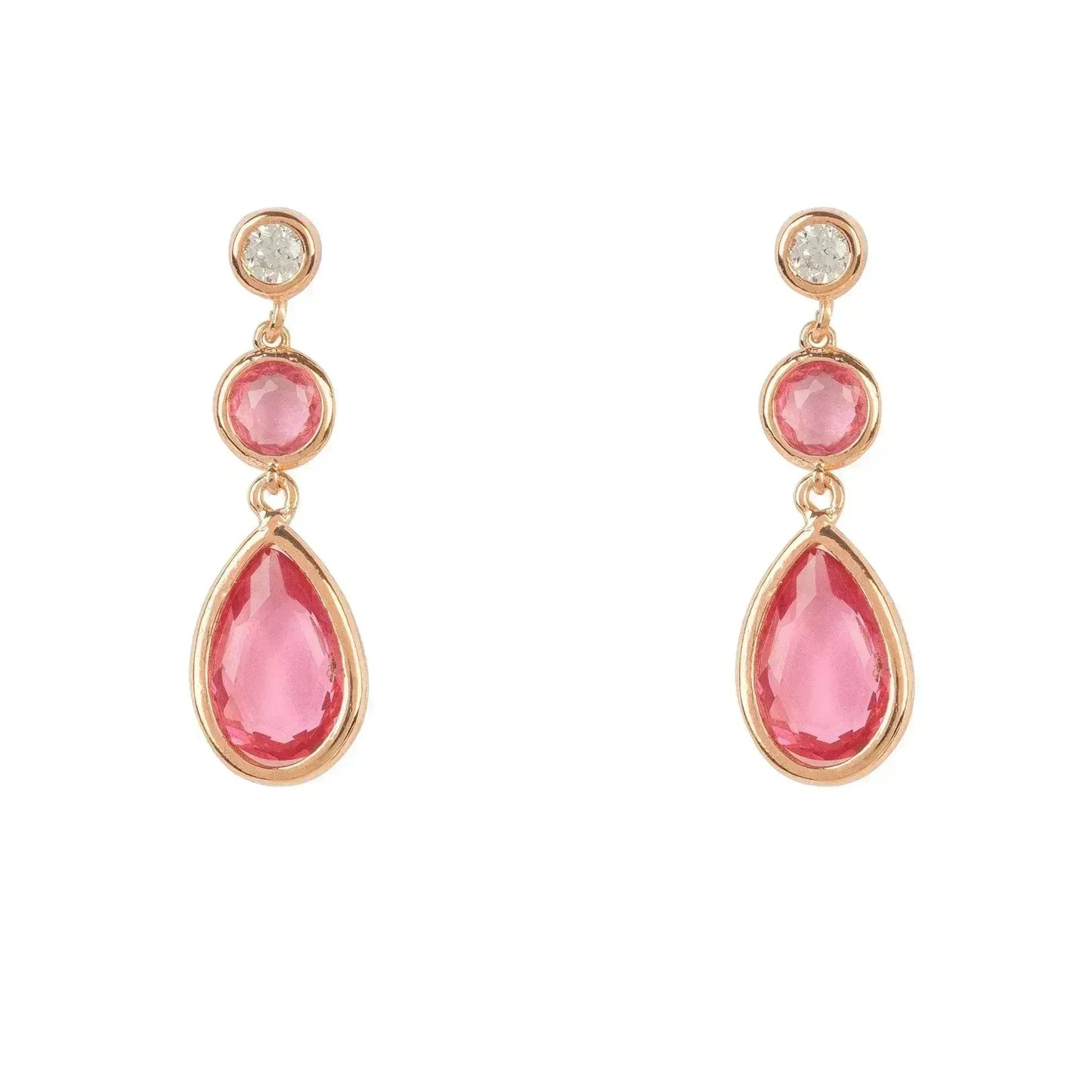 Pink Tourmaline Drop Earrings | Rose Gold Birthstone Jewelry - Femstylo