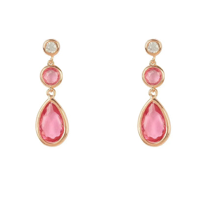 Pink Tourmaline Drop Earrings | Rose Gold Birthstone Jewelry - Femstylo