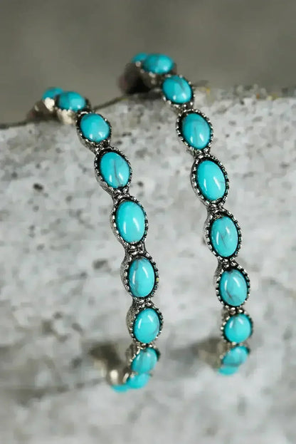 Turquoise C-Shape Hoop Earrings | Bold Statement Earrings - Femstylo
