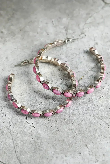 Turquoise C-Shape Hoop Earrings | Bold Statement Earrings - Femstylo