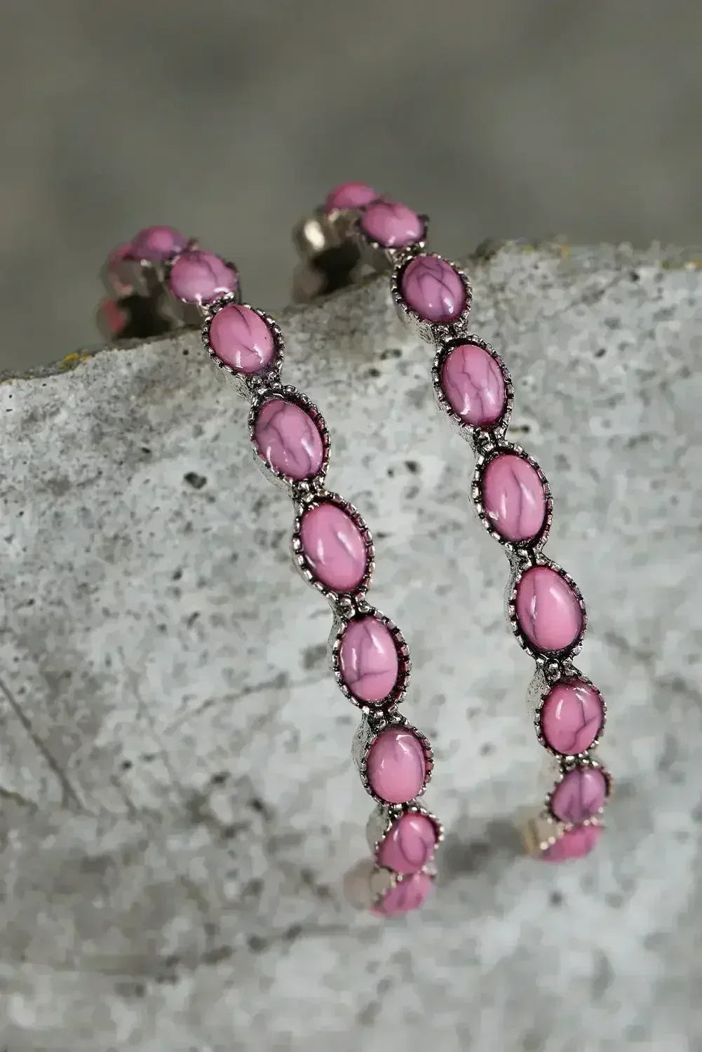 Turquoise C-Shape Hoop Earrings | Bold Statement Earrings - Femstylo