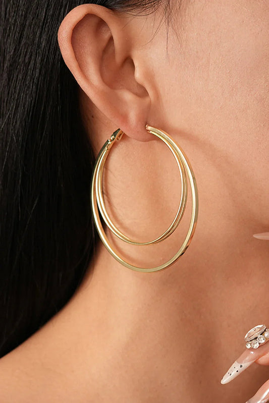 Gold Large Double Hoop Earrings