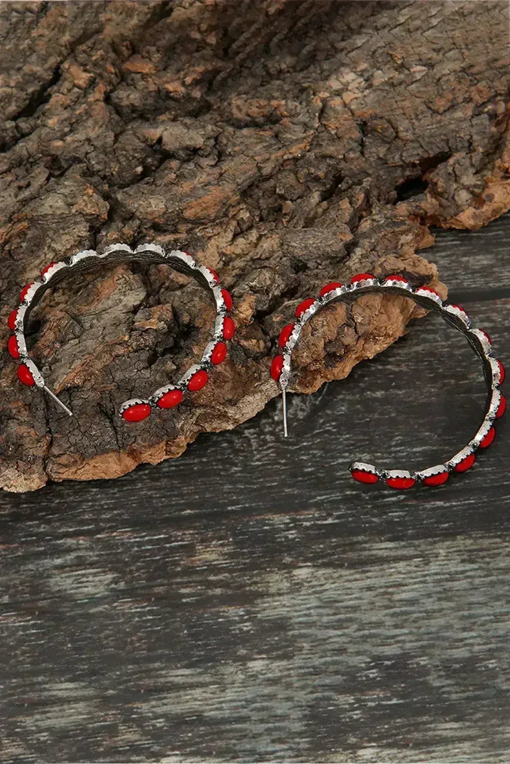 Turquoise C-Shape Hoop Earrings | Bold Statement Earrings - Femstylo