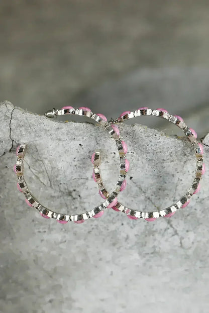 Turquoise C-Shape Hoop Earrings | Bold Statement Earrings - Femstylo