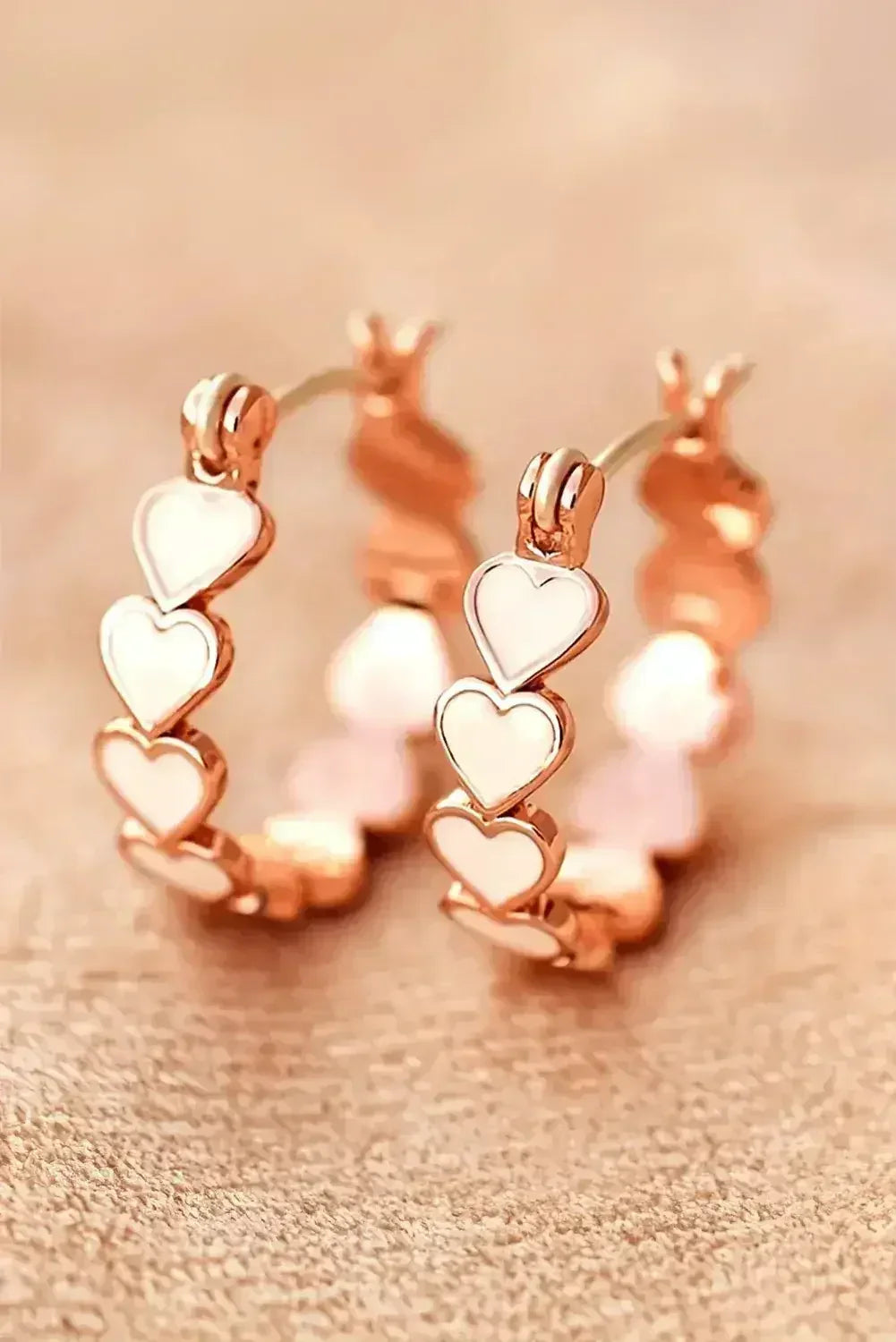 White Heart Hoop Earrings - Valentine’s Romantic Alloy Hoops - Femstylo