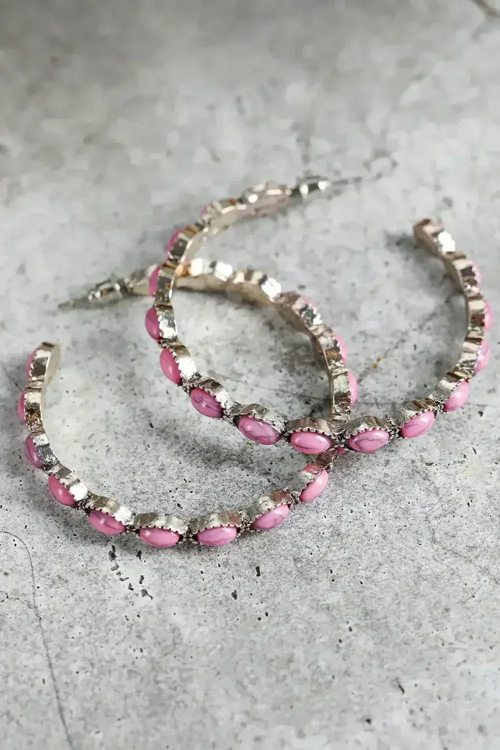 Turquoise C-Shape Hoop Earrings | Bold Statement Earrings - Femstylo