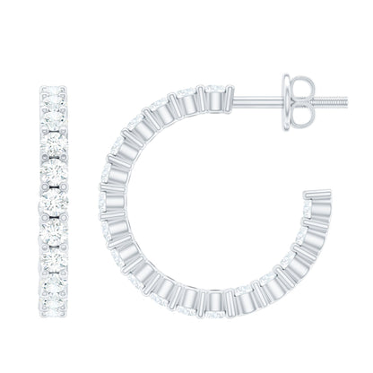 Lab Grown Diamond Hoop Earrings with Screw Back