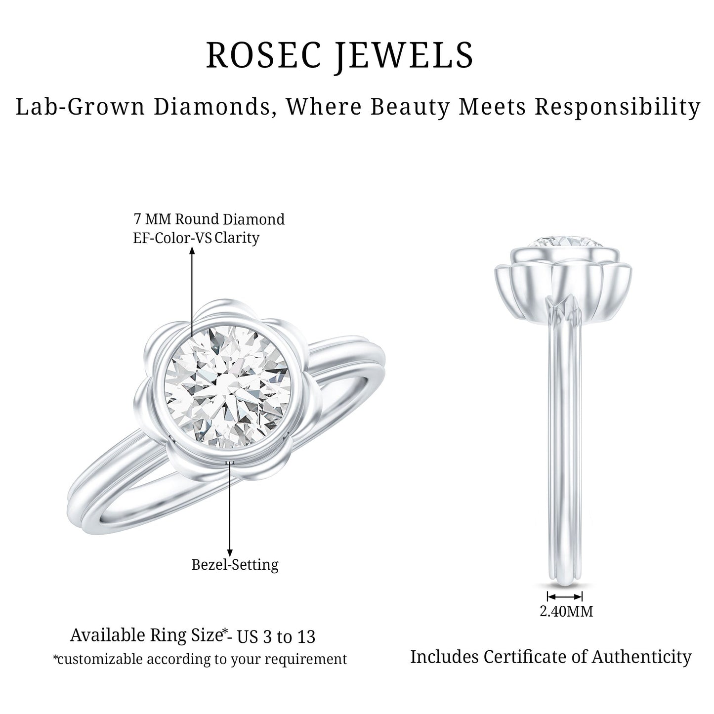 1.25 Carat Round Lab Grown Diamond Solitaire Engagement Ring