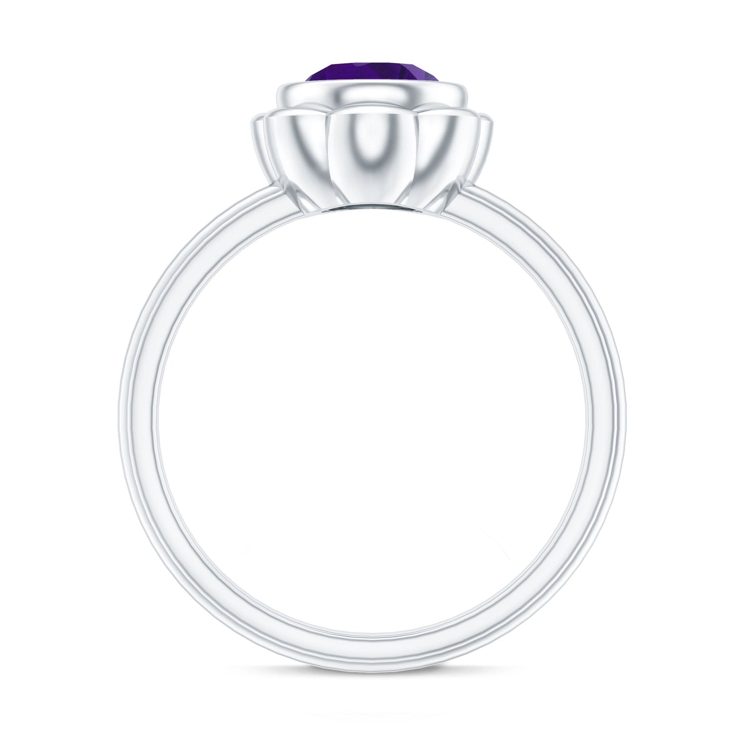 1 Carat Amethyst Engagement Ring in Bezel Setting