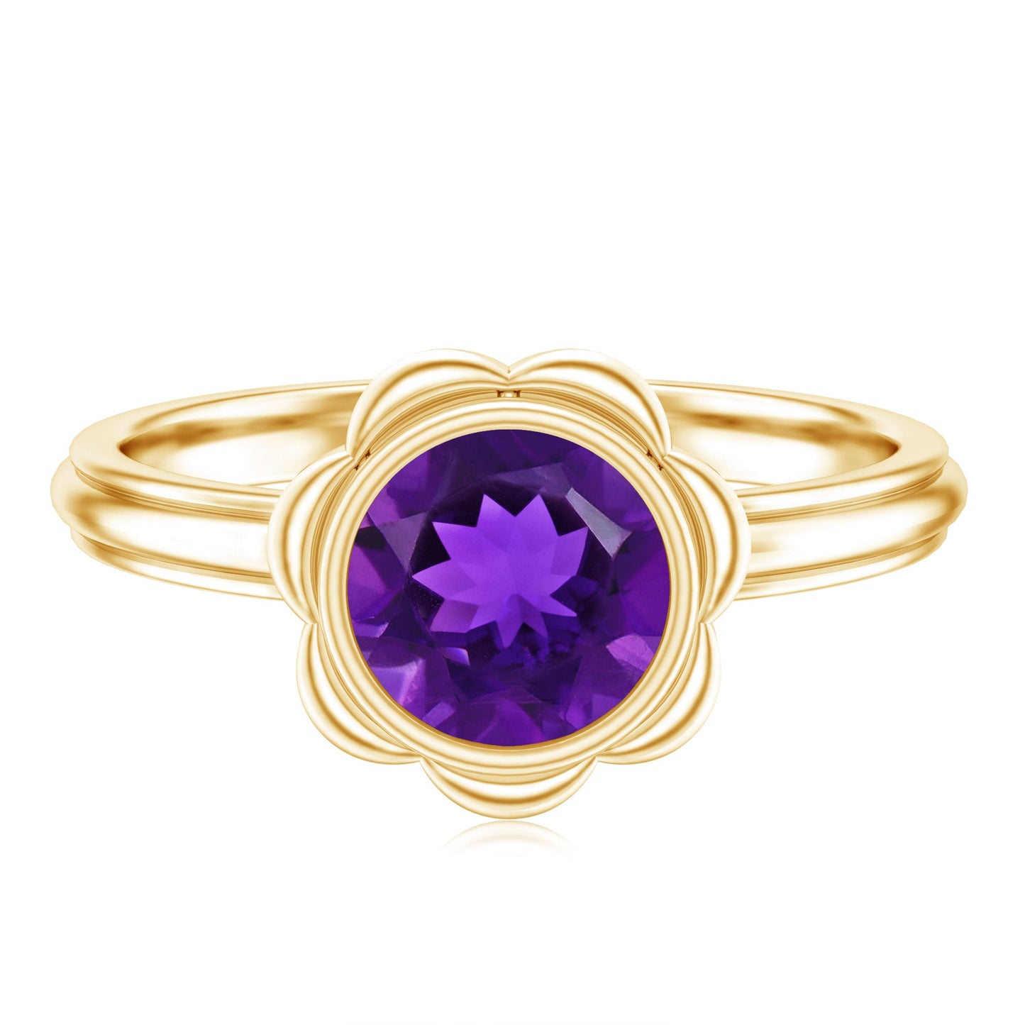 1 Carat Amethyst Engagement Ring in Bezel Setting