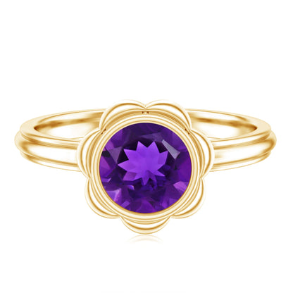 1 Carat Amethyst Engagement Ring in Bezel Setting