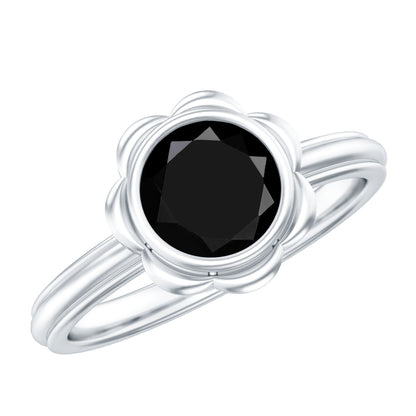 1.2 Carat Black Onyx Bezel Set Engagement Ring
