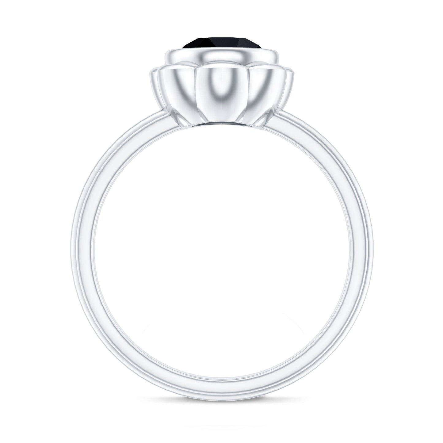 1.2 Carat Black Onyx Bezel Set Engagement Ring