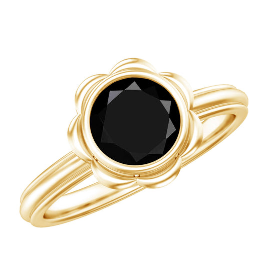 1.2 Carat Black Onyx Bezel Set Engagement Ring