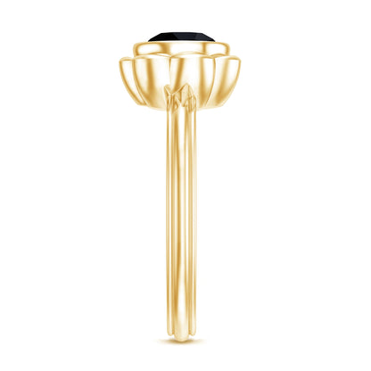 1.2 Carat Black Onyx Bezel Set Engagement Ring