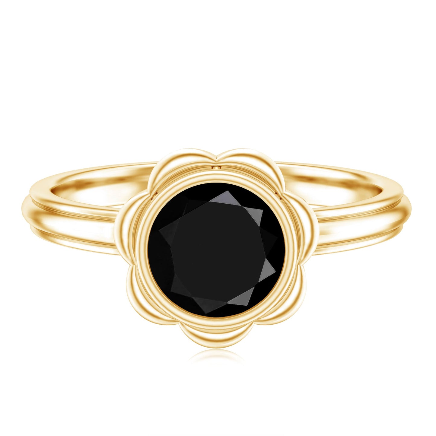 1.2 Carat Black Onyx Bezel Set Engagement Ring