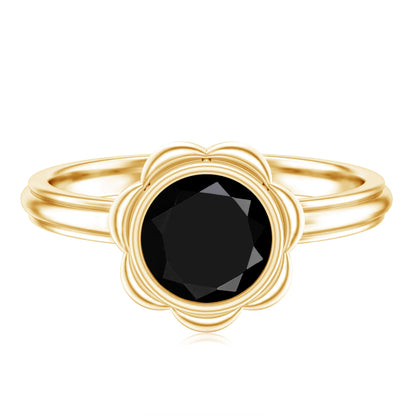 1.2 Carat Black Onyx Bezel Set Engagement Ring