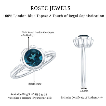 Genuine 1.35 Carat London Blue Topaz Solitaire Engagement Ring