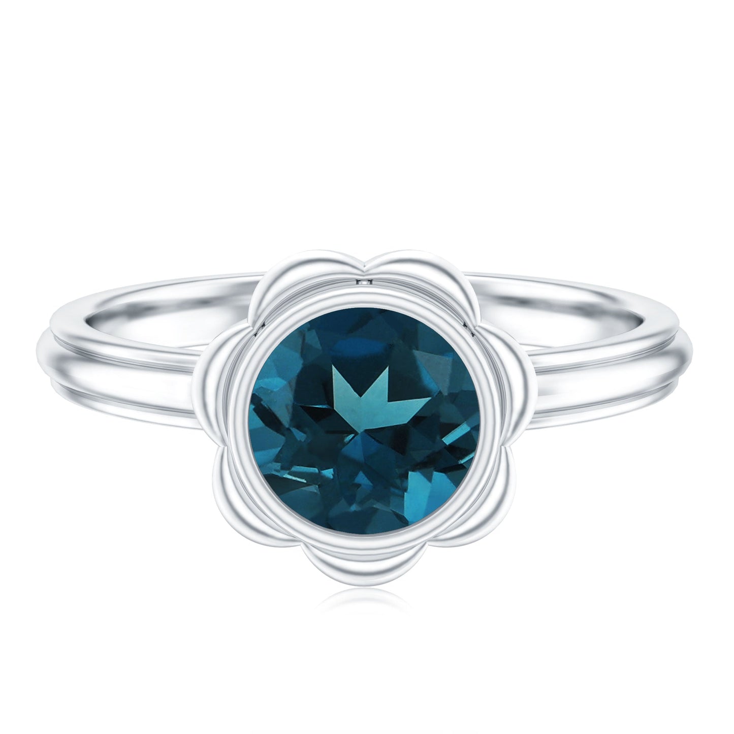 Genuine 1.35 Carat London Blue Topaz Solitaire Engagement Ring