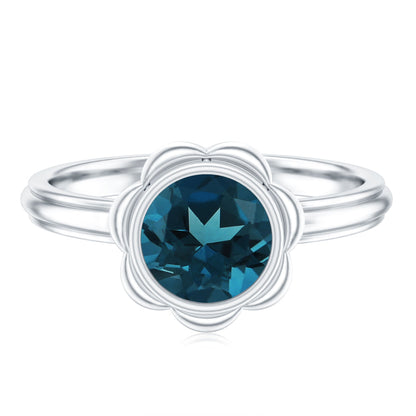 Genuine 1.35 Carat London Blue Topaz Solitaire Engagement Ring