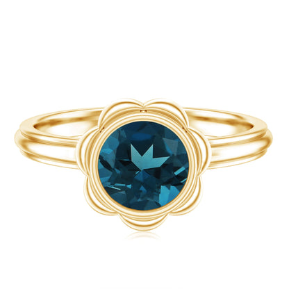 Genuine 1.35 Carat London Blue Topaz Solitaire Engagement Ring