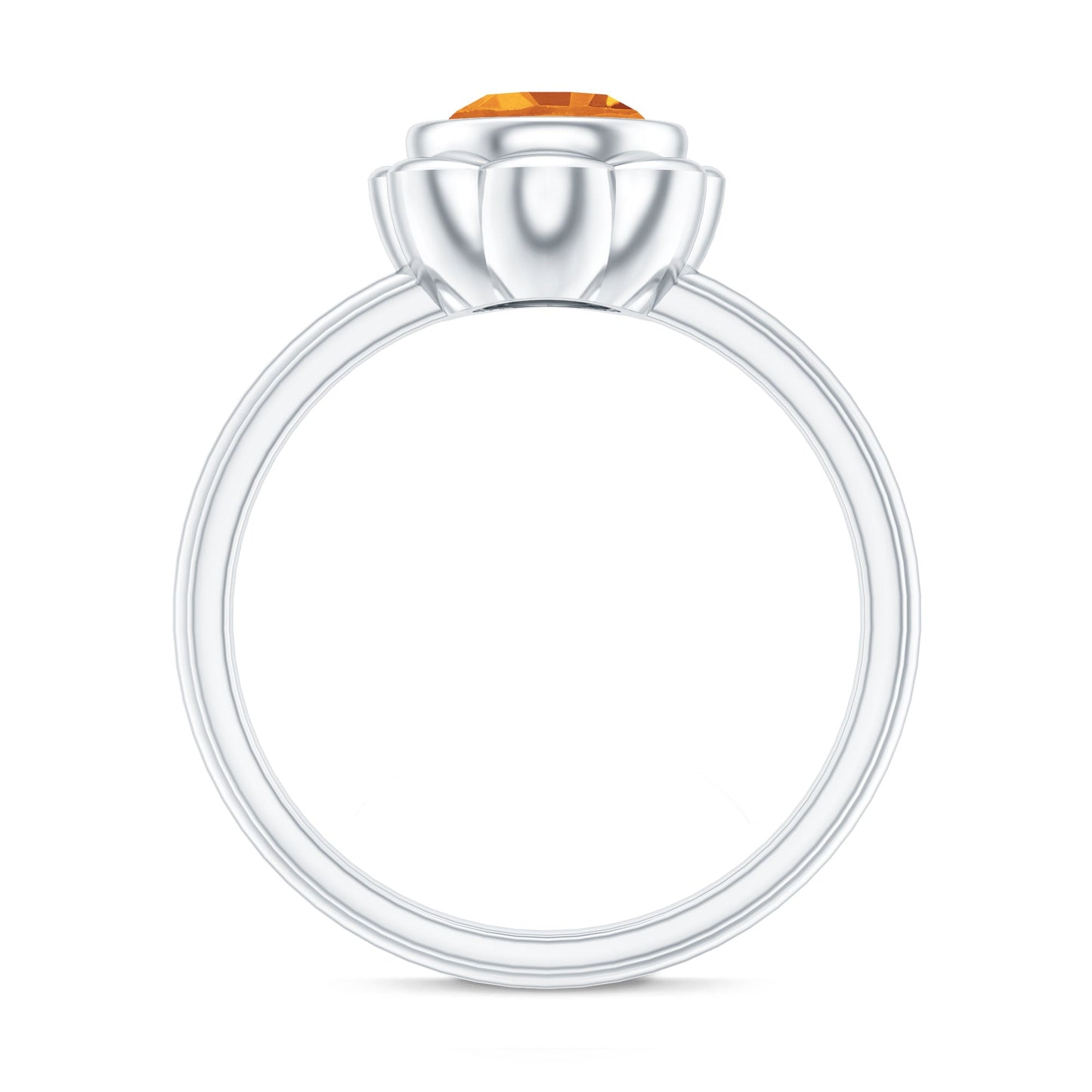 1 Carat Citrine Solitaire Engagement Ring in Bezel Setting