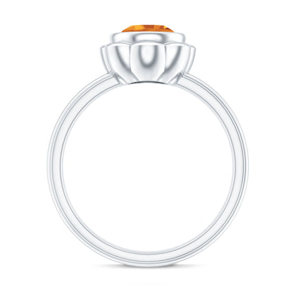 1 Carat Citrine Solitaire Engagement Ring in Bezel Setting