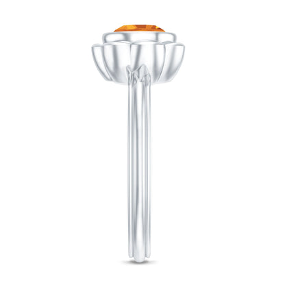 1 Carat Citrine Solitaire Engagement Ring in Bezel Setting