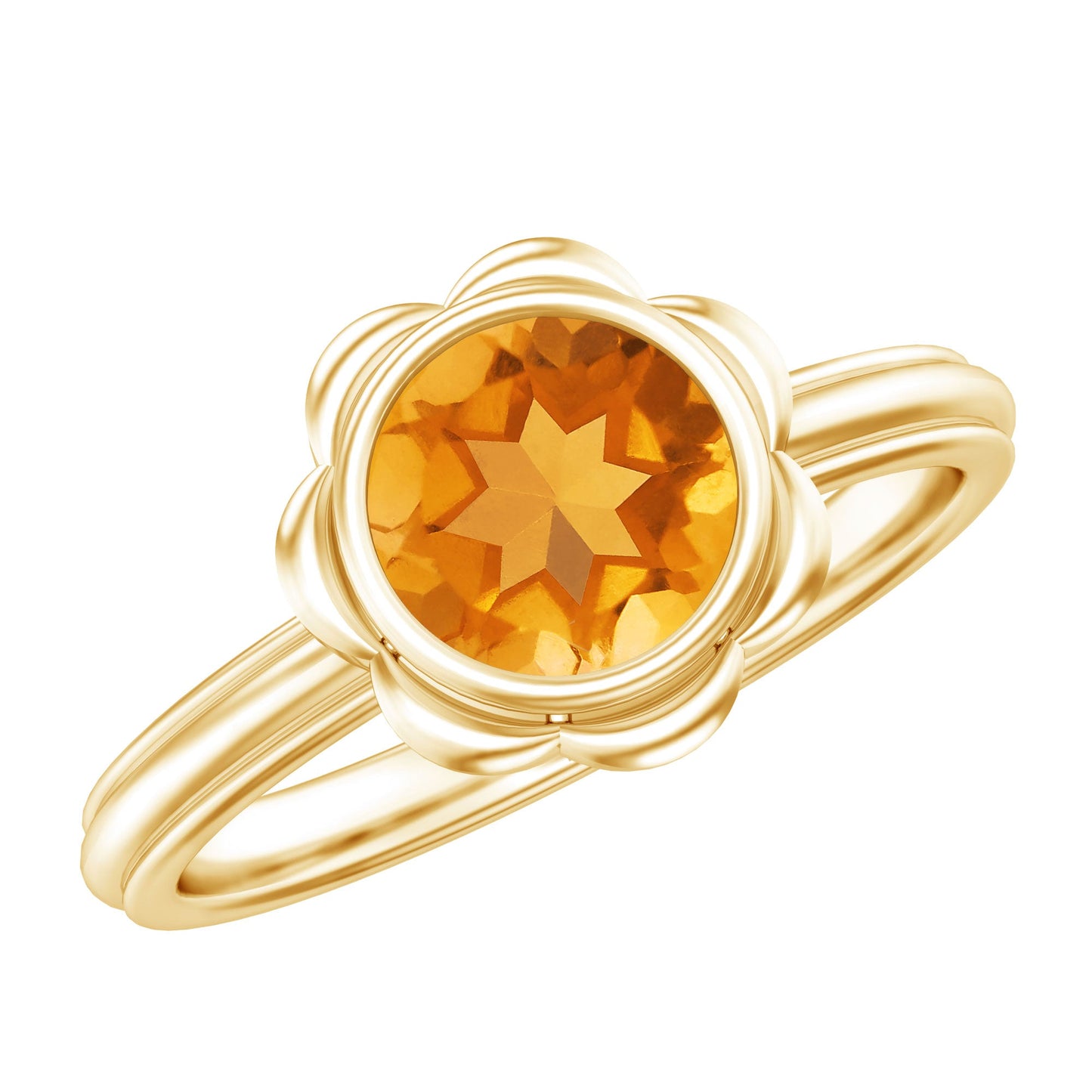 1 Carat Citrine Solitaire Engagement Ring in Bezel Setting