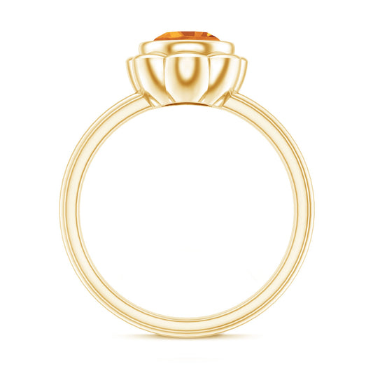 1 Carat Citrine Solitaire Engagement Ring in Bezel Setting