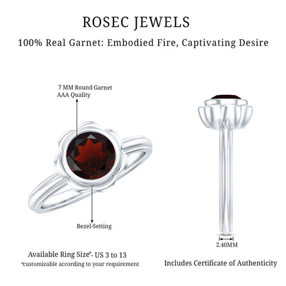 1.7 Carat Round Cut Garnet Flower Engagement Ring for Women