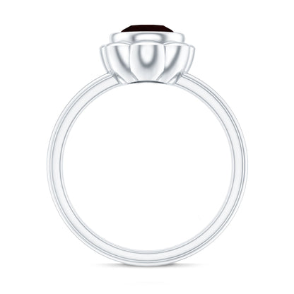 1.7 Carat Round Cut Garnet Flower Engagement Ring for Women