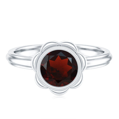 1.7 Carat Round Cut Garnet Flower Engagement Ring for Women
