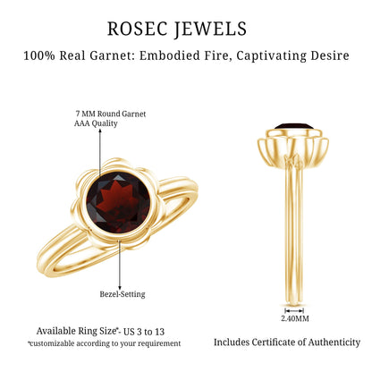 1.7 Carat Round Cut Garnet Flower Engagement Ring for Women